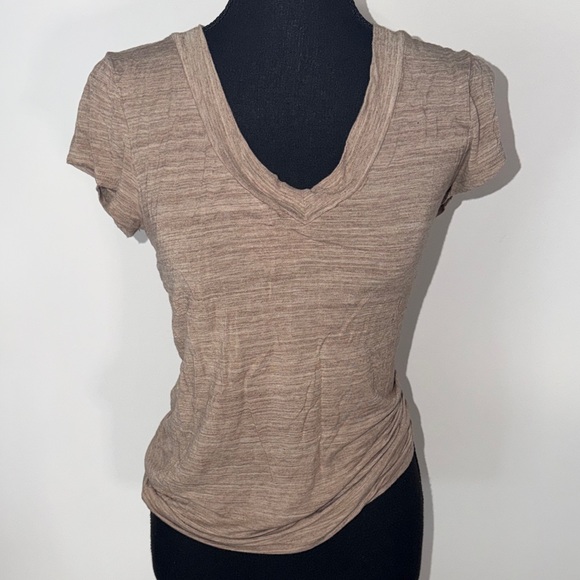 Tops - Women’s Short Sleeve V-Neck Tee - Beige